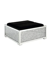 Simplie Fun Noralie Ottoman W/Storage Mirrored & Faux Diamonds