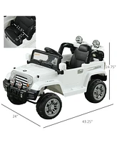 Simplie Fun Kids Ride-on Car, Off-Road Truck with MP3 Connection, Working Horn, Steering Wheel, and Remote Control, 12V Motor, White