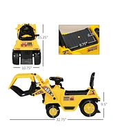 Streamdale Furniture Kids Excavator Ride-on Pulling Cart with Sound Effects, Kids Digger Sit n Scoot Ride