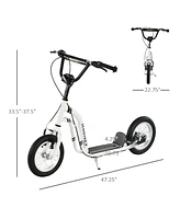 Streamdale Furniture Youth Scooter Front and Rear Caliper Dual Brakes 12-Inch Inflatable Front Wheel Ride On Toy For Age 5+, White