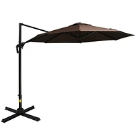 Streamdale Furniture 10ft Offset Patio Umbrella with Base, Hanging Aluminum and Steel Cantilever Umbrella with 360 Rotation, Easy Tilt, 8 Ribs, Crank