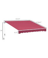10' x 8' Retractable Awning, Patio Awnings, Sunshade Shelter w/ Manual Crank Handle, Uv & Water-Resistant Fabric and Aluminum Frame for Deck, Balcony,