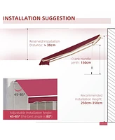 Simplie Fun 10' x 8' Retractable Awning, Patio Awnings, Sunshade Shelter w/ Manual Crank Handle, Uv & Water