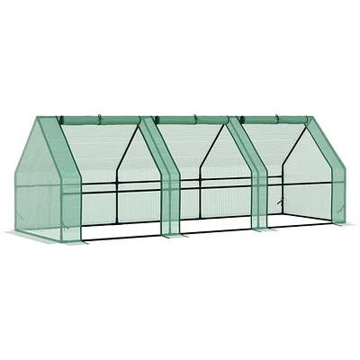 Streamdale Furniture 9' x 3' x 3' Portable Mini Greenhouse Outdoor Garden with Large Zipper Doors and Water/Uv Pe Cover, Green