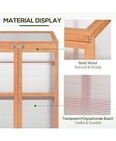Wooden Cold Frame Small Mini Greenhouse Cabinet for Outdoor and Indoor, 30" L x 24" W x 44" H, Natural