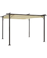 Simplie Fun 11.5' x 11.5' Outdoor Retractable Pergola Canopy, Metal Patio Shade Shelter for Backyard, Porch Party, Garden, Grill Gazebo, Beige