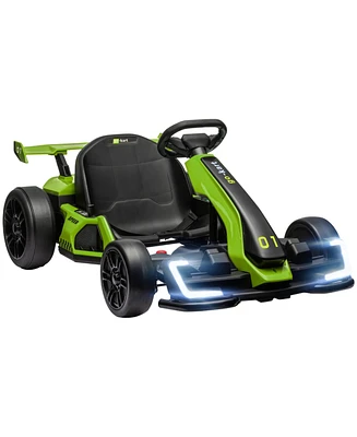 Streamdale Furniture 24V 7.5 Mph Electric Go Kart with Adjustable Seat, Drifting Car Battery Powered Ride on Toy Outdoor with Slow Start, Button Start