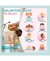 Kids 32" Balance Board, Wobble Board for Kids / Toddlers, Curvy Rocker Board, Preschool Learning Montessori Waldorf Toy for Ages 3-6 Years Old, B