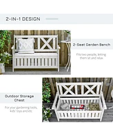 Simplie Fun Patio Wooden Bench with Storage Box, 29 Gallon Outdoor Storage Bench, Large Entryway Deck Box w/ Unique X