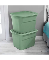 Sterilite 18 Gallon Stackable Storage Tote with Handles, Crisp Green (8 Pack