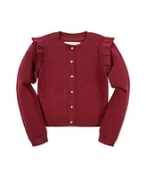 Hope & Henry Girls Organic Milano Ruffle Shoulder Cardigan