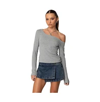 Edikted Women's Adelaine Asymmetric Top - Gray