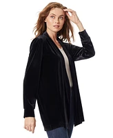 Jones New York Women's Stretch Velour Open-Front Cardigan Sweater