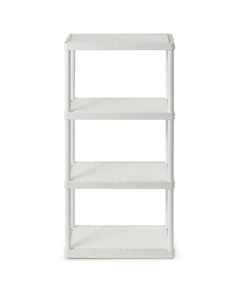 Gracious Living 4 Shelf Fixed Height Solid Light Duty Home Storage Unit, White