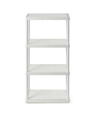 Gracious Living 4 Shelf Fixed Height Solid Light Duty Home Storage Unit, White