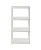 Gracious Living 4 Shelf Fixed Height Solid Light Duty Home Storage Unit, White