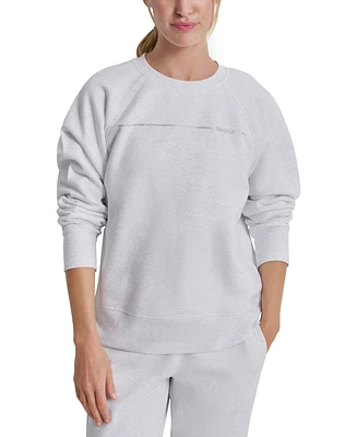 Dkny Women's Rhinestone Logo Fleece Sweatshirt