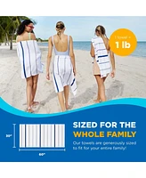 Ben Kaufman Terry Horizontal Sailor Stripes Beach Pool Towels - 100% Cotton Striped Beach Towel - Soft Towels for Beach & Pool