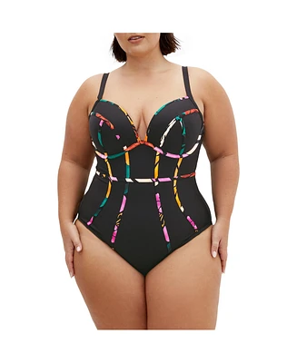 City Chic Plus Maui Underwire Print 1 Piece