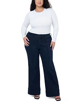 Seven7 Plus Pintuck High Rise Wide Leg Jeans