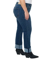 Seven7 Plus Mid Rise Straight Leg Jeans with High Cuff