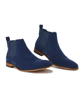 Gino Vitale Men's Slip On Wing Tip Chelsea Boots