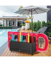 Wicker Patio Pool Float Storage Caddy