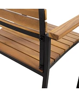 Laris Wood And Metal Outdoor Dining Chair Set: Modern Industrial Style For Elevated Outdoor Dining