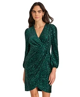 Calvin Klein Women's Sequined Faux-Wrap Sheath Dress