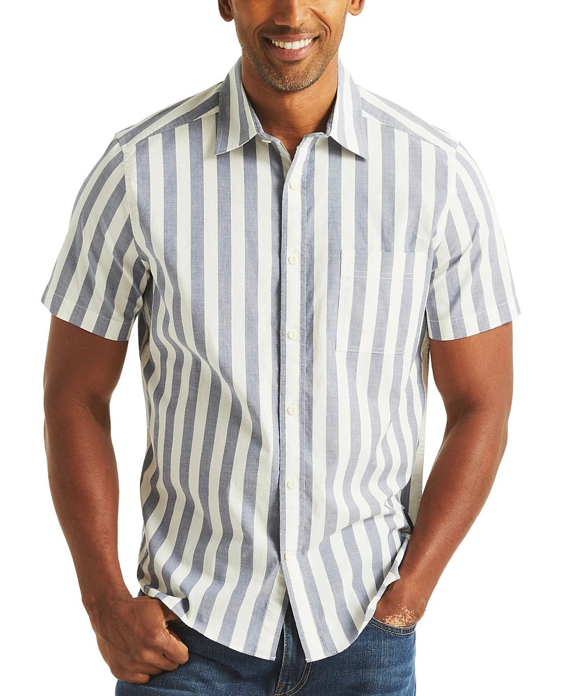 Nautica Men's Short Sleeve Button-Front Striped Shirt