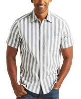 Nautica Men's Short Sleeve Button-Front Striped Shirt