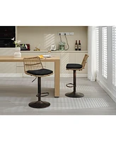 Simplie Fun Set of 2 Rattan Bar Stool, 360 Swivel Bar Chair, Counter Height Chair with Footrest for Kitchen, Dining Room