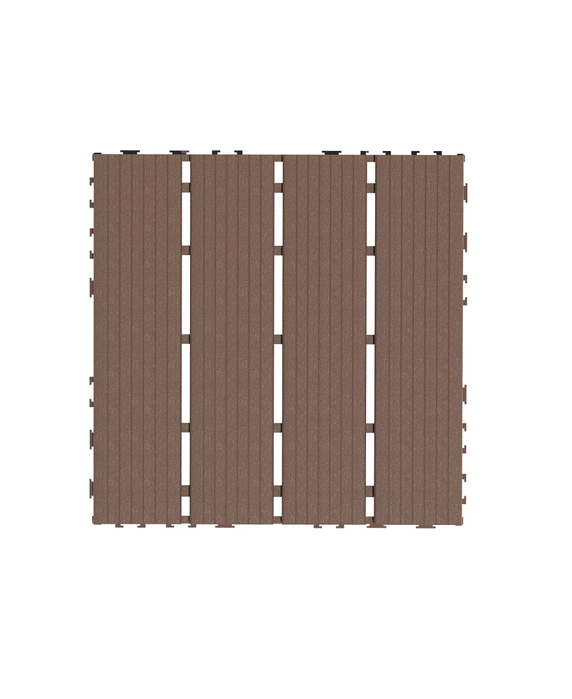 Streamdale Furniture Plastic Interlocking Deck Tiles,44 Pack Patio Deck Tiles,12" x12" Square Waterproof Outdoor All Weather Use, Patio Decking Tiles