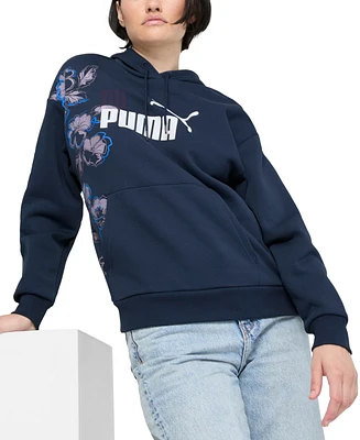 Puma Women's Essential Floral Vibes Logo-Front Hoodie