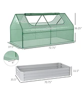 Streamdale Furniture 6' x 3' Galvanized Raised Garden Bed with Mini Pe Greenhouse Cover, Outdoor Metal Planter Box with 2 Roll