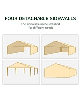 10' x 20' Party Tent, Outdoor Wedding Canopy & Gazebo with 6 Removable Sidewalls, Shade Shelter for Events, BBQs, White