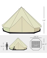 Simplie Fun 10-Person Yurt Tent Glamping Bell Tent with Spacious Interior, Breathable Waterproof Design, for Family Outdoor Camping, 16' x 16' x 10'