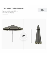 Streamdale Furniture 9ft Patio Umbrella with Push Button Tilt and Crank, Ruffled Outdoor Market Table Umbrella with Tassles and 8 Ribs, for Garden, De