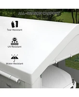 Carport 10' x 20' Portable Garage, Heavy Duty Car Port Canopy with 2 Roll-up Doors & 4 Ventilated Windows for Car, Truck, Boat, Garden Tools, White