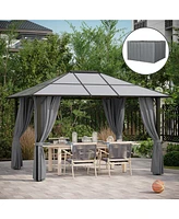 10' x 12' Universal Gazebo Sidewall Set with Panels, Hooks and C-Rings Included for Pergolas and Cabanas, Gray