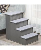 Pet Stairs, Small Pet Steps with Cushioned Removable Covering for Dogs and Cats Up To 22 Lbs., Grey