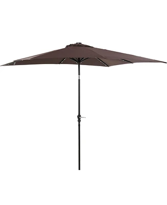 Streamdale Furniture 9' x 7' Solar Umbrella, Led Lighted Patio Umbrella for Table or Base with Tilt & Crank, Outdoor Umbrella for Garden, Deck, Backya