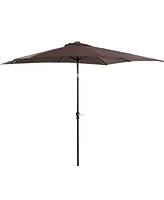 Streamdale Furniture 9' x 7' Solar Umbrella, Led Lighted Patio Umbrella for Table or Base with Tilt & Crank, Outdoor Umbrella for Garden, Deck, Backya