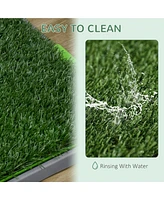 Dog Grass Pad with Tray, 26" x 16", Grass Pad for Potty Training Dogs, 2 Pack of Artificial Washable Grass Pee Pads for Indoor Outdoor Use,