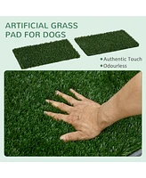 Dog Grass Pad with Tray, 26" x 16", Grass Pad for Potty Training Dogs, 2 Pack of Artificial Washable Grass Pee Pads for Indoor Outdoor Use,