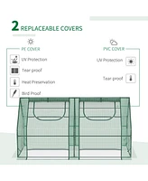 6' x 3' x 3' Portable Greenhouse, Garden Green House with 2 Pe/Plastic Covers, Steel Frame and 2 Roll Up Windows, Green