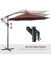 Simplie Fun 10' Cantilever Hanging Tilt Offset Patio Umbrella with Uv & Water Fighting Material and a Sturdy Stand, Brown