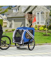 Dog Bike Trailer Pet Cart Bicycle Wagon Cargo Carrier Attachment for Travel with 3 Entrances Large Wheels for Off-Road & Mesh Screen