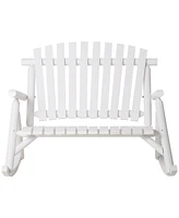 Simplie Fun Outdoor Wooden Rocking Chair, Double