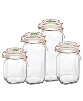 Circleware Herbs Decal Glass Canisters with Ceramic Lid, Set of 4